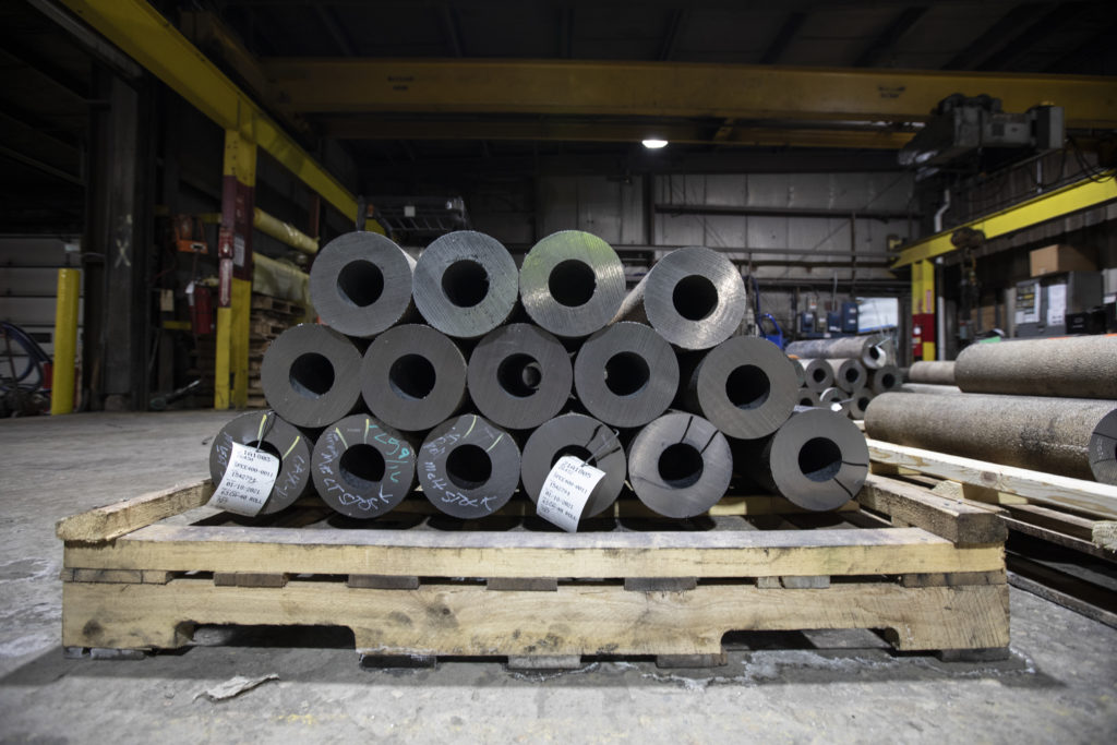 A stack of steel pipes.
